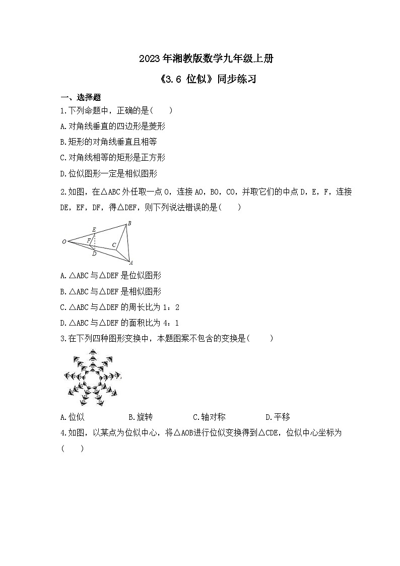 2023年湘教版数学九年级上册《3.6 位似》同步练习（含答案）第1页