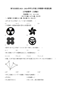 云南省临沧市耿马傣族佤族自治县2023-2024学年九年级上学期期中数学试题