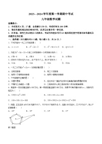 江苏省连云港市东海县2023-2024学年九年级上学期期中数学试题(无答案)