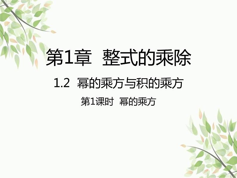 北师大版数学七年级下册 1.2  幂的乘方与积的乘方第1课时  幂的乘方-课件01