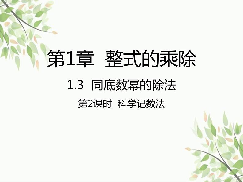 北师大版数学七年级下册 1.3  同底数幂的除法第2课时  科学记数 法-课件01