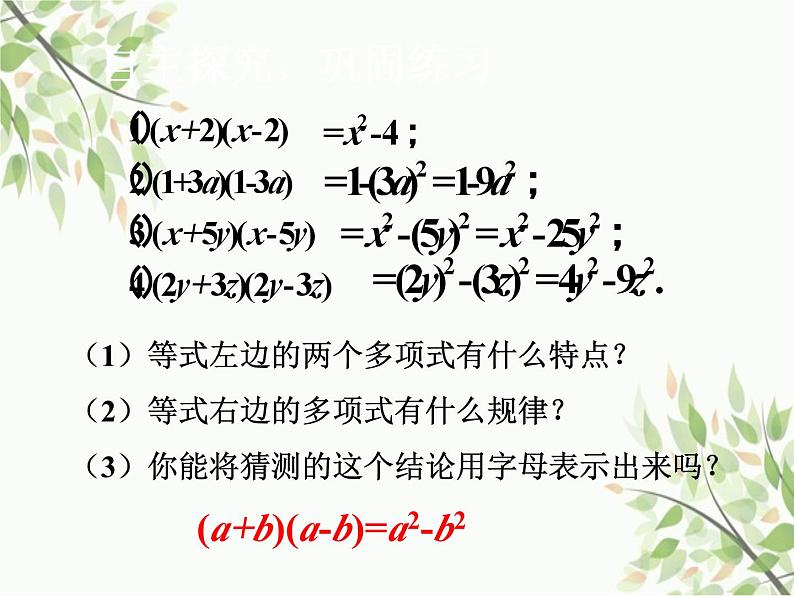 北师大版数学七年级下册 1.5  平方差公式第1课时  平方差公 式的认识-课件07