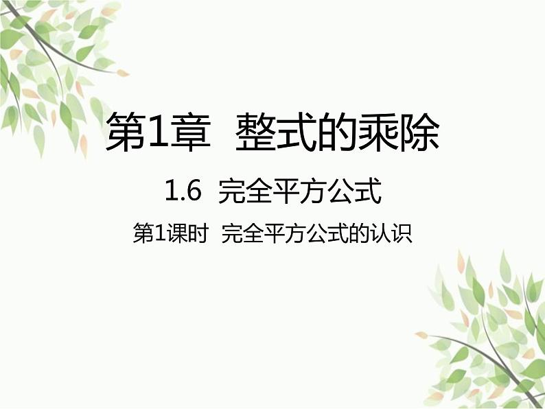 北师大版数学七年级下册 1.6  完全平方公式第1课时  完全平方 公式的认识-课件01