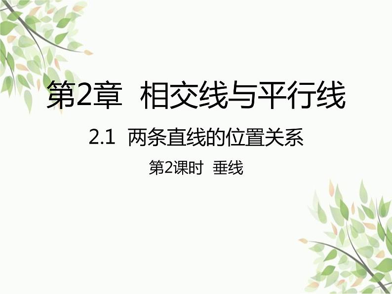 北师大版数学七年级下册 2.1  两条直线的位置关系第2课时  垂线-课件01