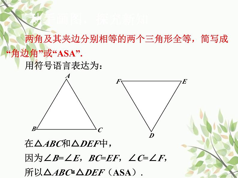 北师大版数学七年级下册 4.3  探索三角形全等的条件第2课时  ASA   AAS-课件05