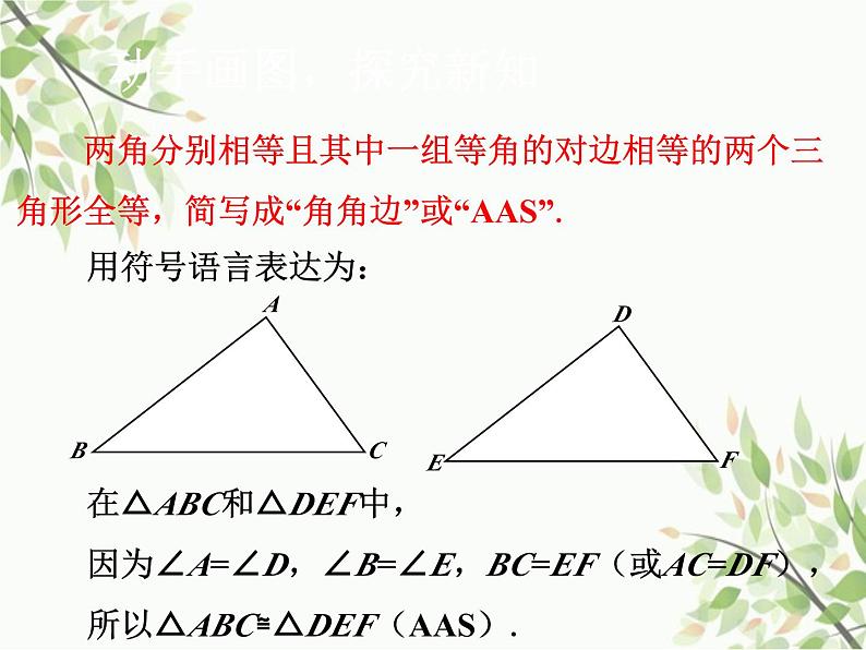 北师大版数学七年级下册 4.3  探索三角形全等的条件第2课时  ASA   AAS-课件08