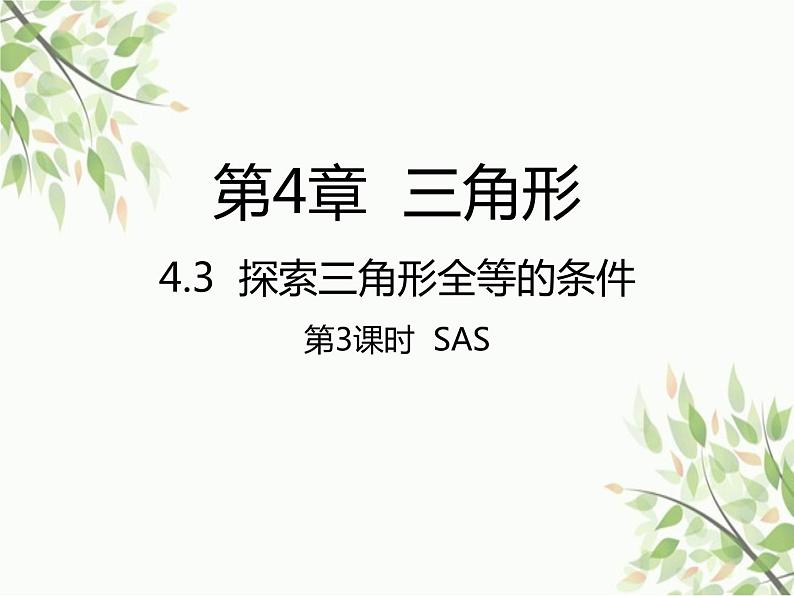 北师大版数学七年级下册 4.3  探索三角形全等的条件第3课时  SAS-课件第1页