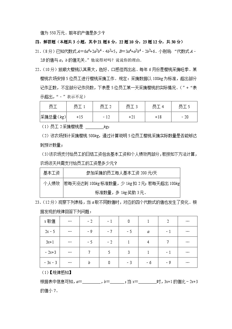 辽宁省大连市旅顺口区2023-2024学年七年级上学期期中数学试卷第3页