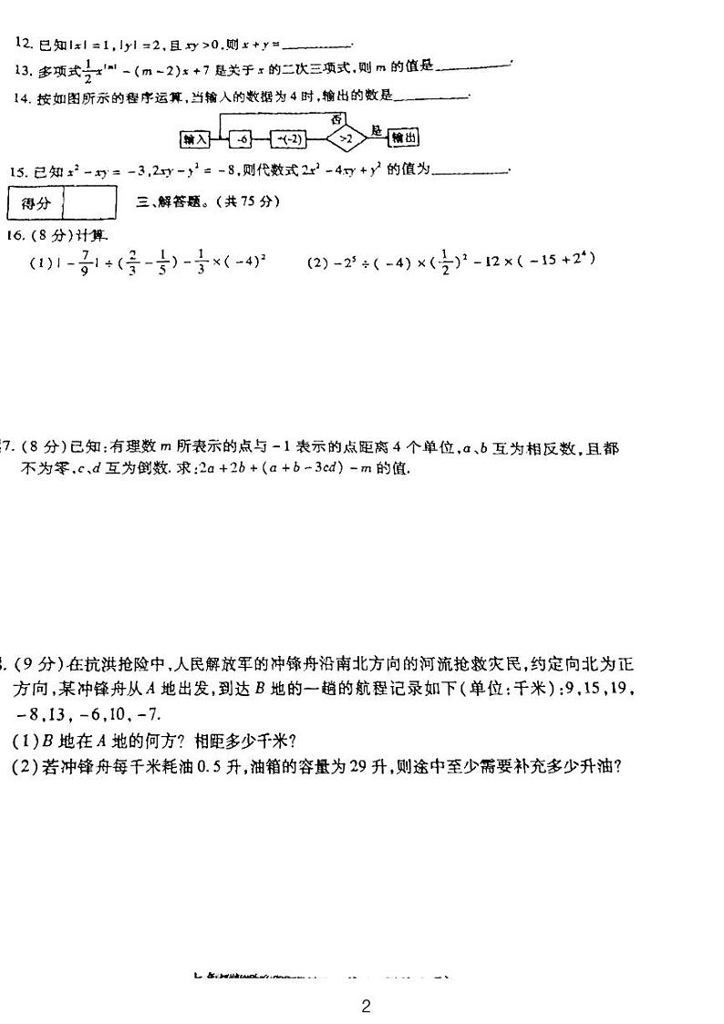 河南省周口市太康县2023-—2024学年七年级上学期11月期中数学试题02