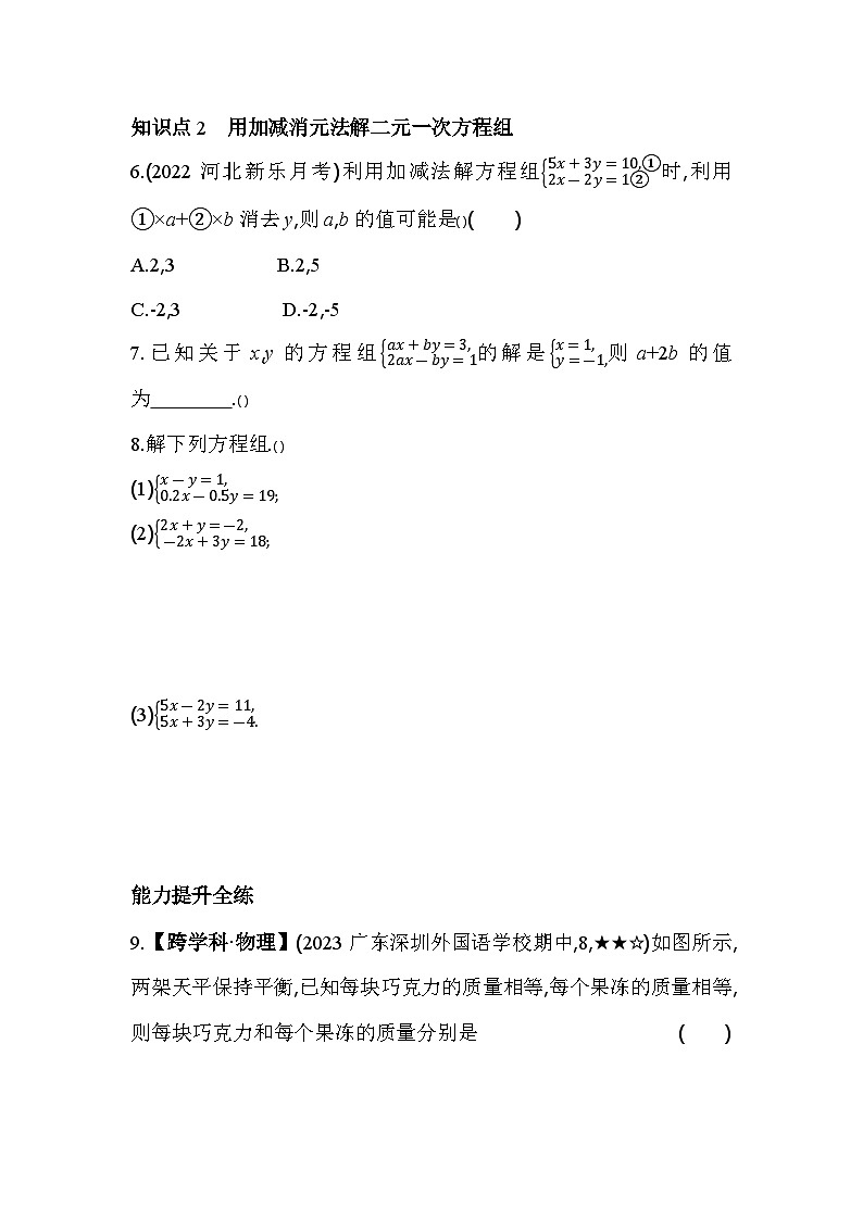 5.2 求解二元一次方程组 北师大版数学八年级上册素养提升卷(含解析)03