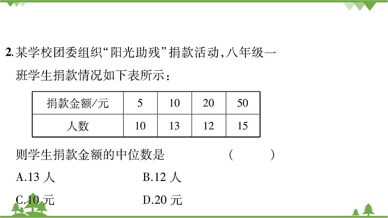 6.2 中位数与众数 北师大版八年级数学上册习题课件04