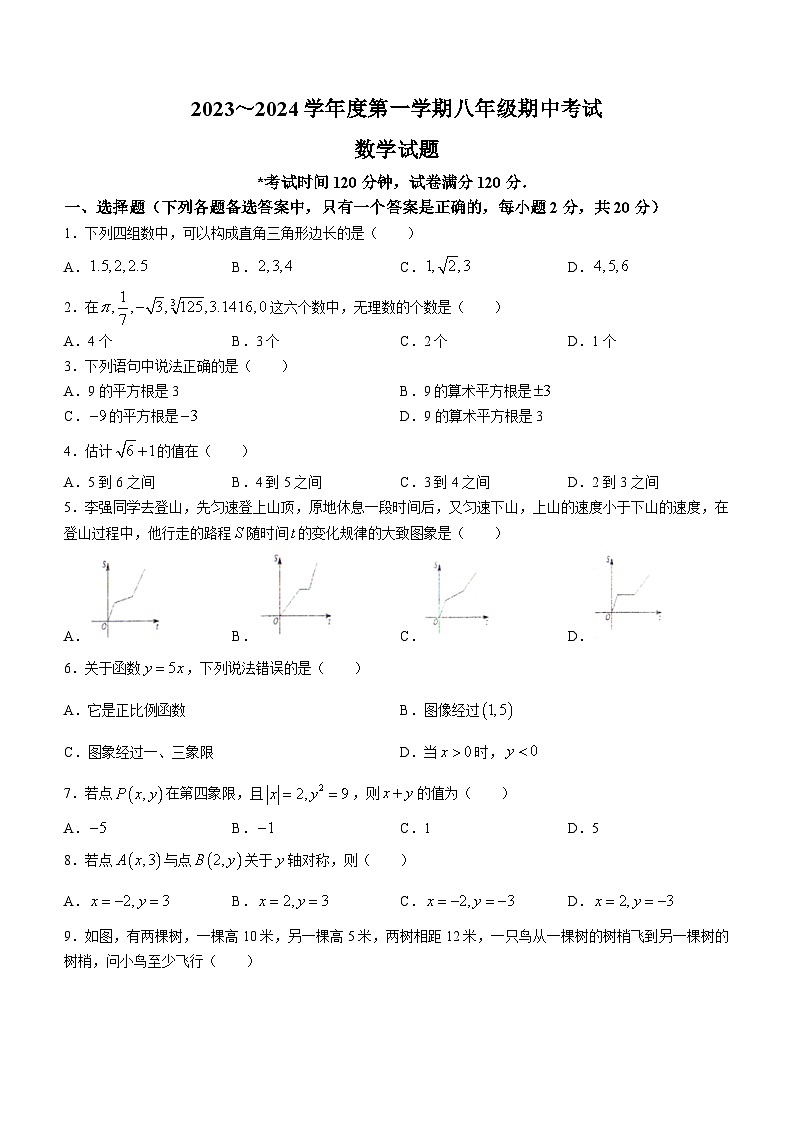 辽宁省沈阳市法库县2023-2024学年八年级上学期期中数学试题01