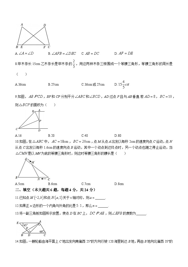 福建省龙岩市长汀县2023-2024学年八年级上学期期中数学试题02