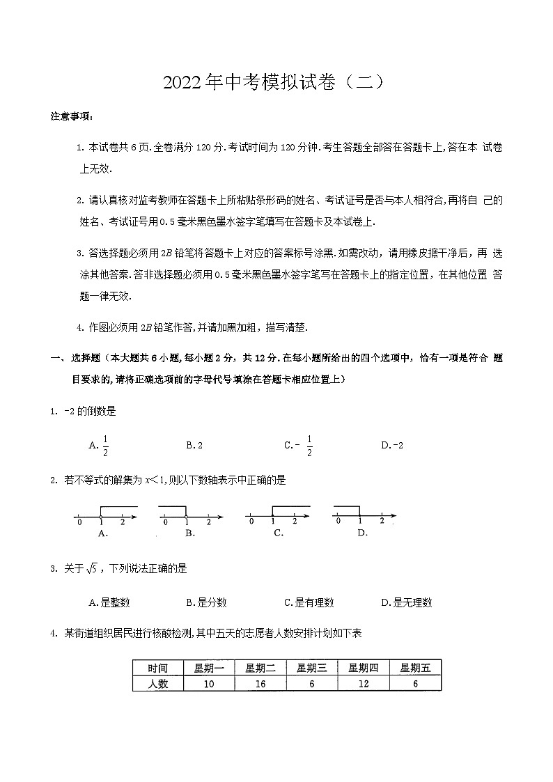 2022年江苏省南京市联合体二模数学试题第1页