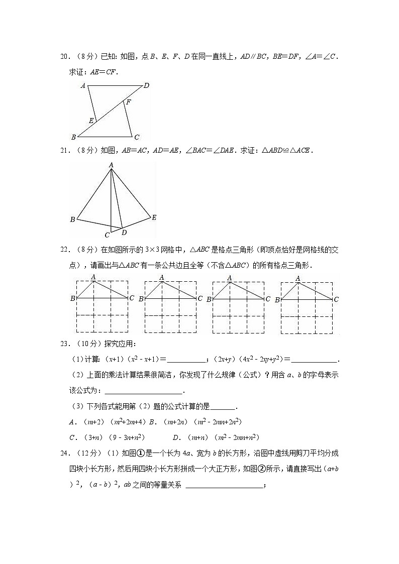 福建省泉州市洛江区2023-2024学年八年级上学期期中数学试卷03