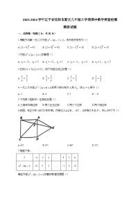 2023-2024学年辽宁省沈阳市新区九年级上学期期中数学质量检测模拟试题（含解析）