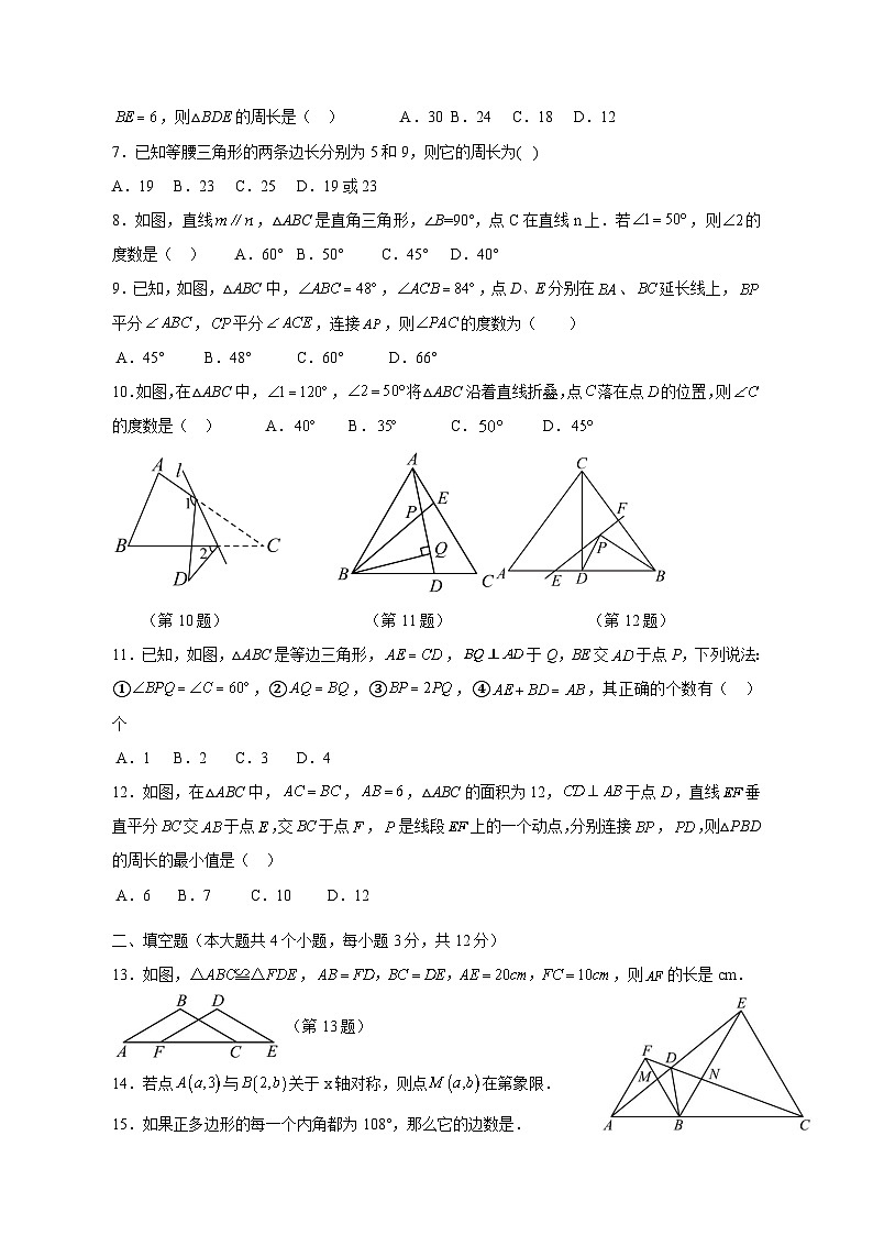 2023-2024学年四川省泸州市合江县八年级上学期期中数学质量检测模拟试题（含解析）第2页