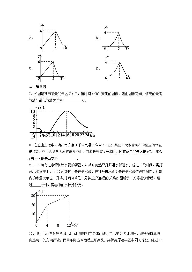 人教版8年级下册数学 19.1.2 函数的图像  课时练103