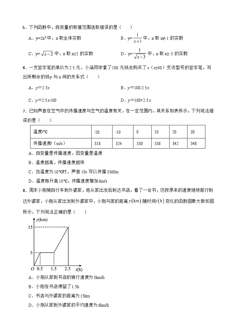 北师大版数学八年级（上）复习微专题精炼9 函数第2页