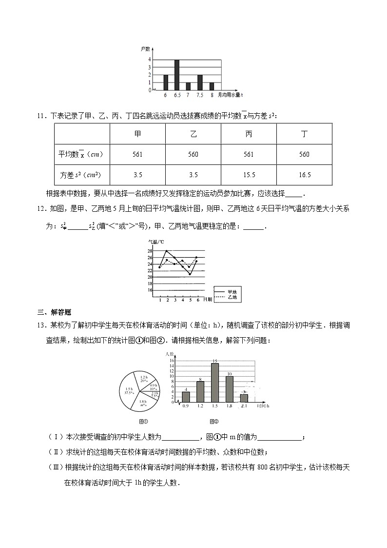 人教版八年级下册数学20.3 课题学习  体质健康测试中的数据分析  课时练第3页