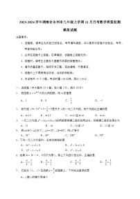 2023-2024学年湖南省永州市九年级上学期11月月考数学质量监测模拟试题（含解析）