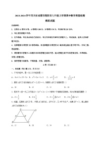 2023-2024学年四川省成都市简阳市九年级上学期期中数学质量检测模拟试题（含解析）