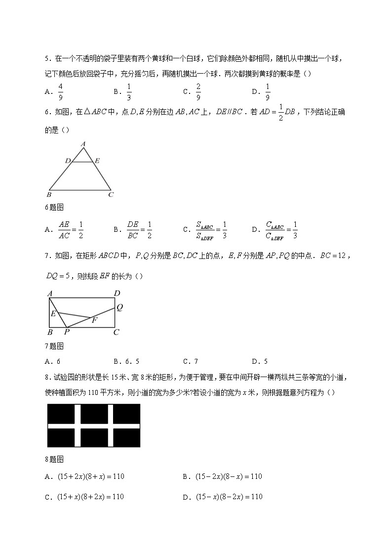 2023-2024学年四川省成都市简阳市九年级上学期期中数学质量检测模拟试题（含解析）02