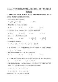 2023-2024学年四川省眉山市青神县九年级上学期11月期中数学质量检测模拟试题（含解析）