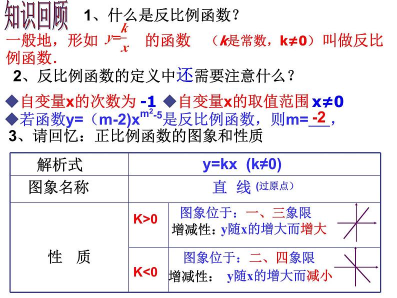 湘教版数学九年级上册 练习《反比例函数的图象与性质》课件第3页