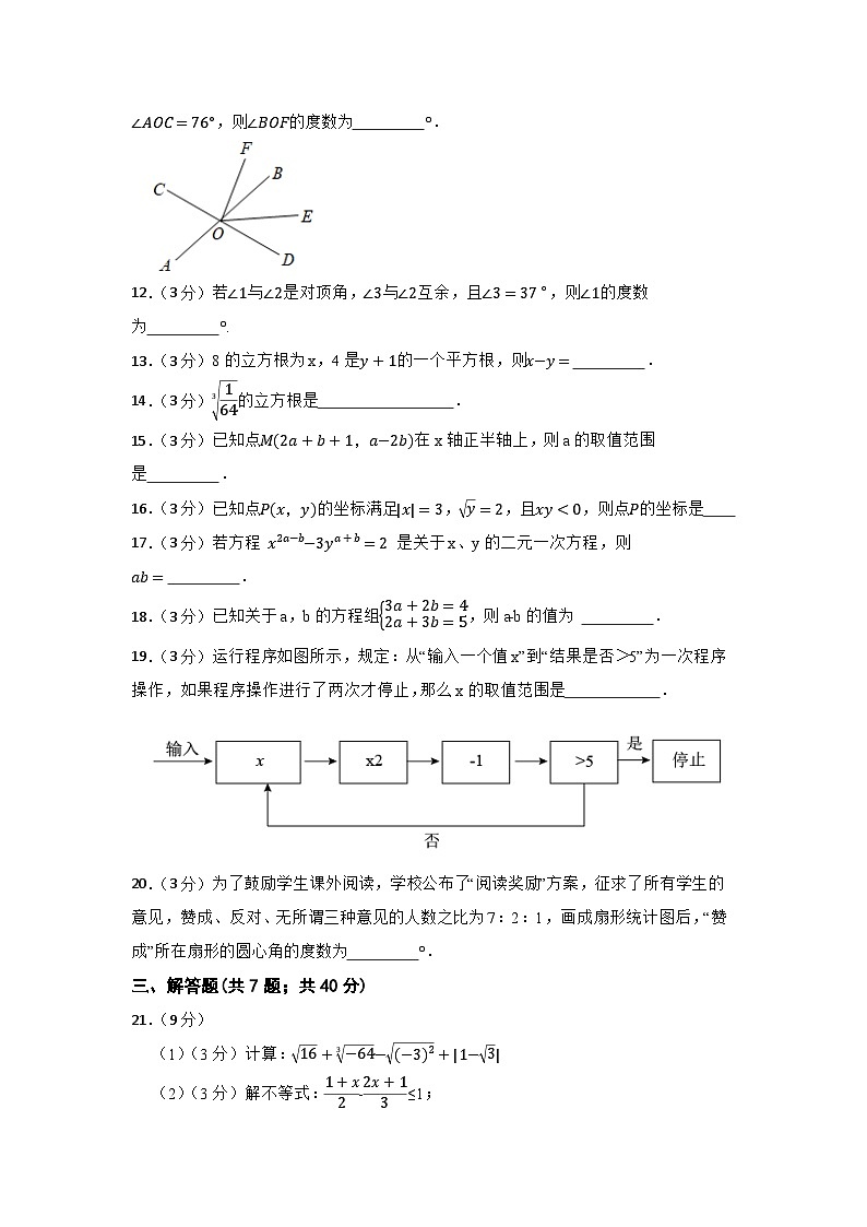 2022-2023学年七年级数学下册期末复习测试卷人教版第3页