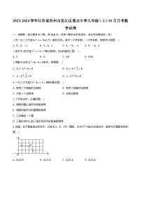 2023-2024学年江苏省苏州市吴江区重点中学九年级（上）10月月考数学试卷（含解析）