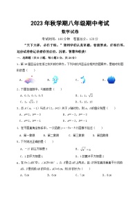 江苏省盐城景山中学2023-2024学年八年级上学期期中数学试卷