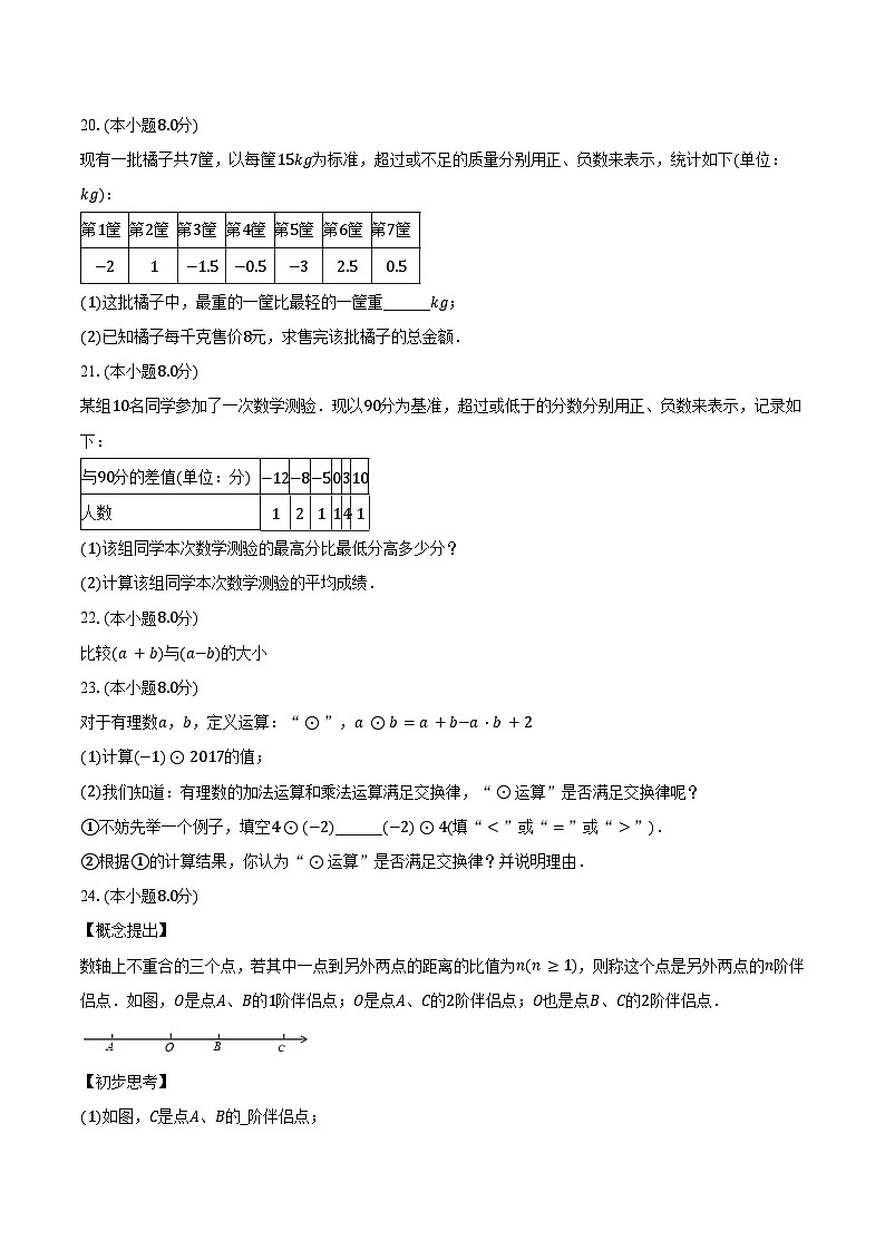 2023-2024学年江苏省南京市秦淮区重点中学七年级上学期10月月考数学试卷（含解析）03