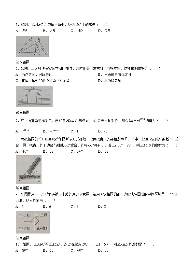 山东省济宁市曲阜市2023-2024学年八年级上学期期中数学试题第2页