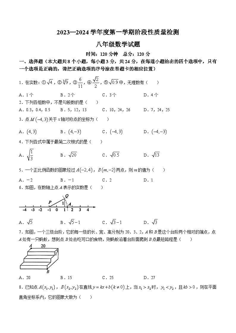 山东省菏泽市鄄城县2023-2024学年八年级上学期期中数学试题01