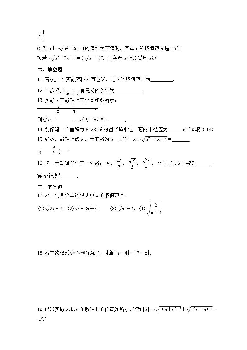 2023年冀教版数学八年级上册《15.1 二次根式》同步练习（含答案）02