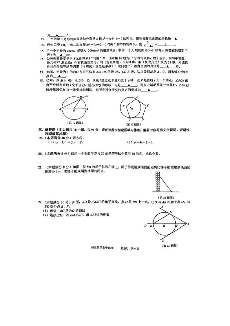 2023-2024学年初三上数学期中试卷02