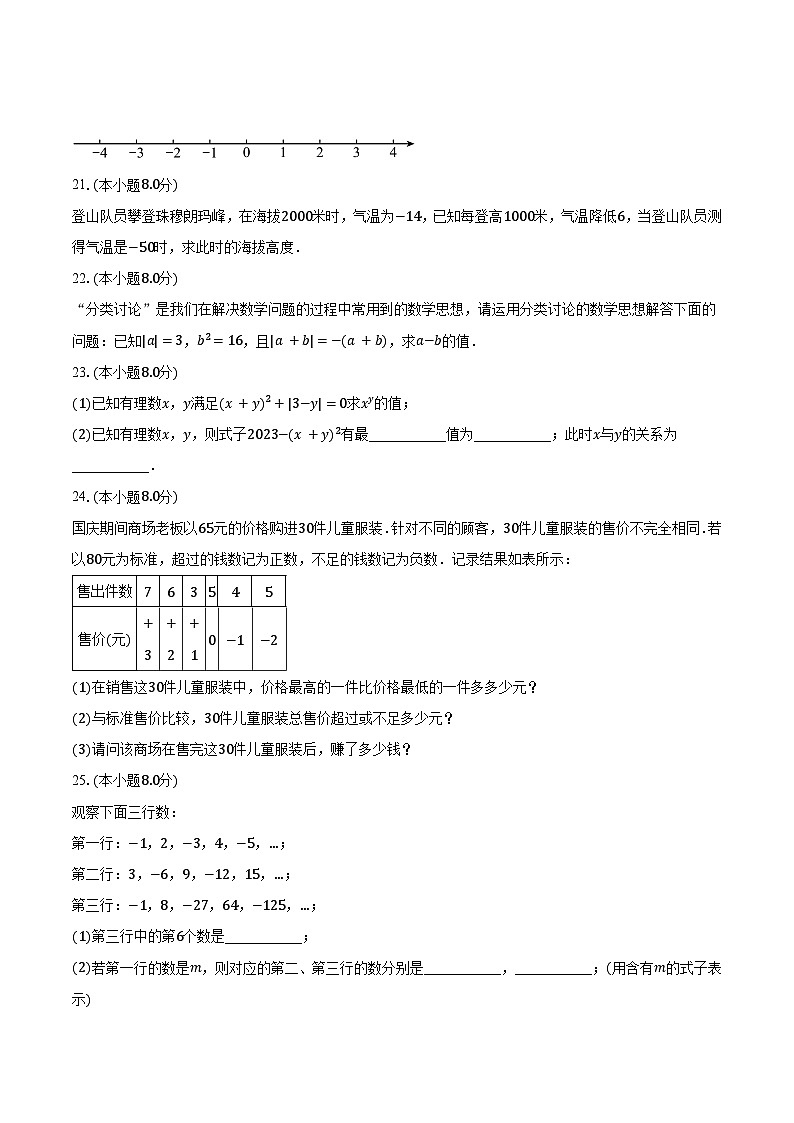 2023-2024学年江苏南通市通州区育才中学七年级（上）第一次月考质量监测数学试卷（含解析）03