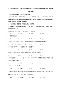 2023-2024学年江苏省宿迁市洋河新区七年级上学期期中数学质量检测模拟试题（含解析）