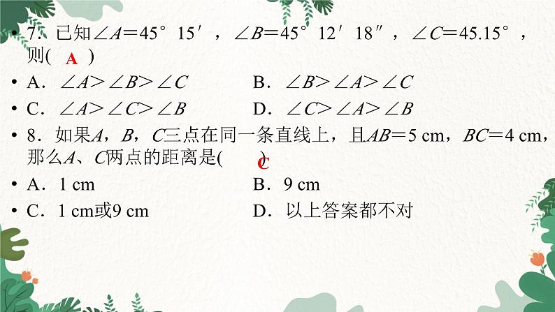 第4章《基本平面图形》测试卷 北师大版数学七年级上册课件第7页