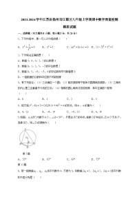 2023-2024学年江苏省扬州市江都区九年级上册期中数学学情检测模拟试题（含答案）