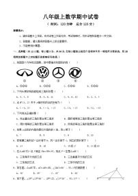 八年级上学期期中考试数学试题 (50)