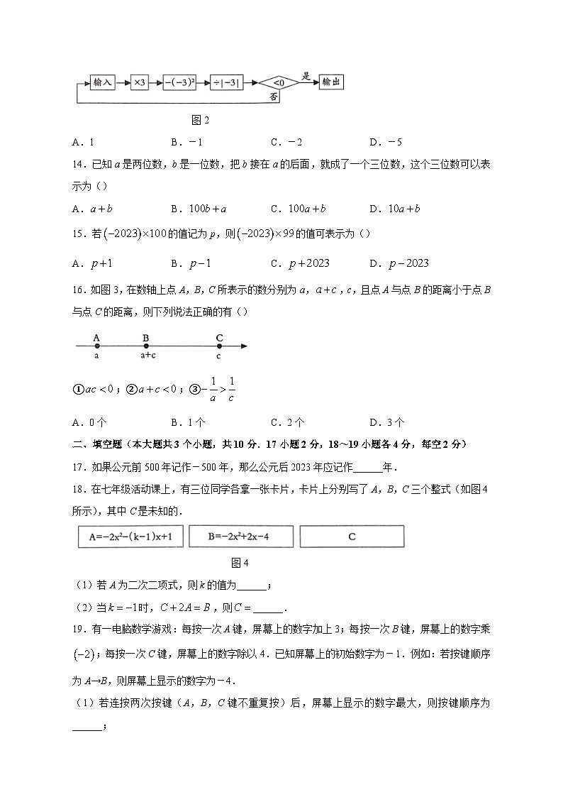 2023-2024学年河北省保定市阜平县七年级上学期期中数学质量检测模拟试题（含答案）03