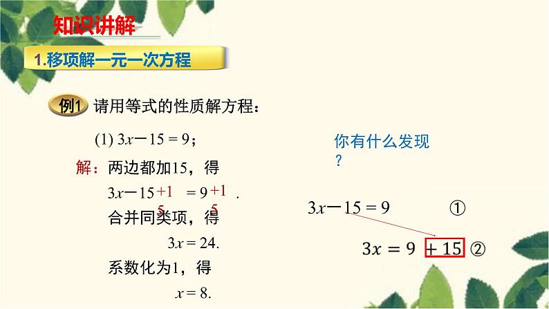 人教版数学七年级上册 3.2  用移项的方法解一元一次方程（第2课时 ）课件第4页