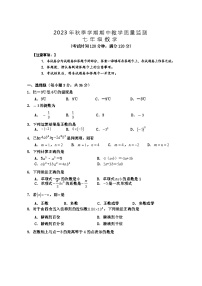 广西防城港市上思县2023-2024学年上学期七年级数学期中教学质量监测