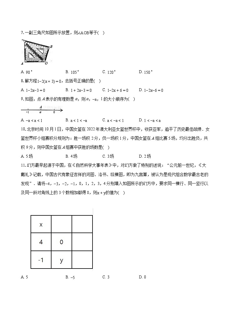 2022-2023学年云南省昆明市官渡区七年级上学期期末数学试卷（含答案解析）第2页