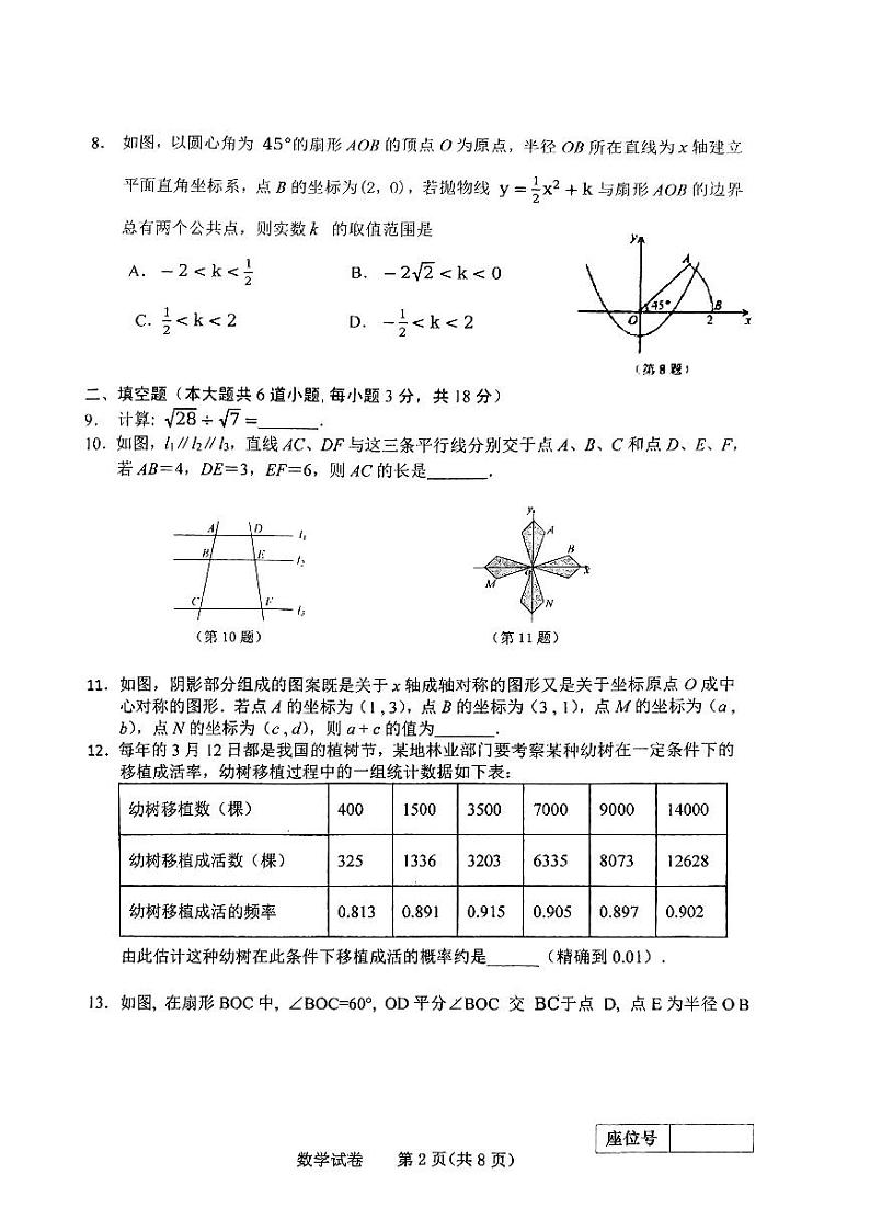 吉林省长春市二道区长春市第一〇八学校2023-2024学年九年级上学期12月月考数学试题02