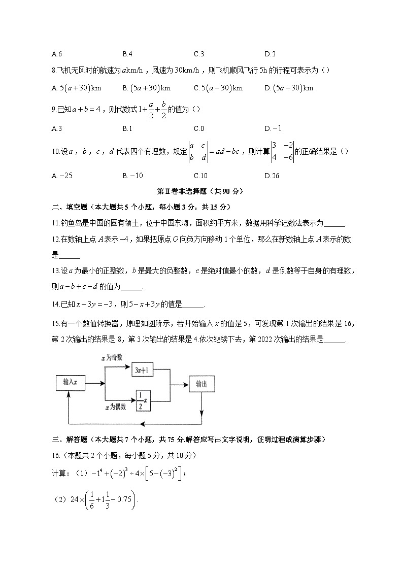 2023-2024学年山西省朔州市怀仁市七年级上学期期中数学质量检测模拟试题（含答案）02