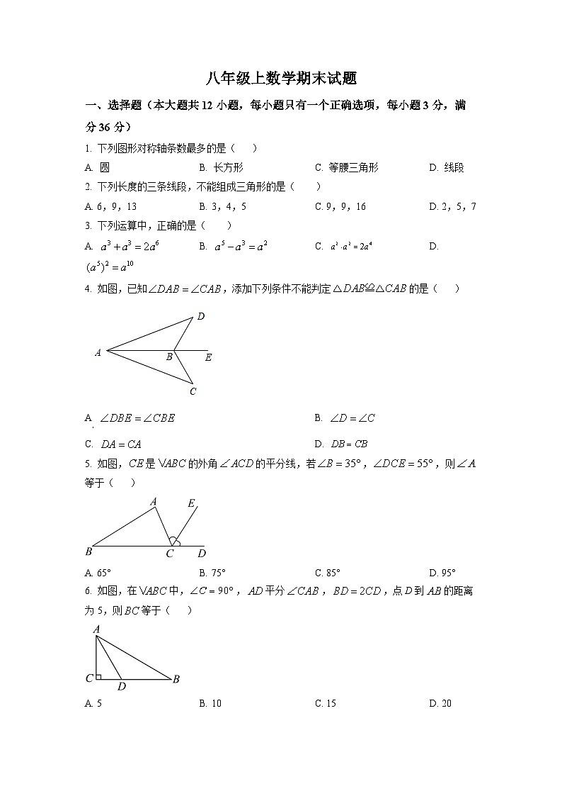 八年级上学期期末数学试题 (13)第1页