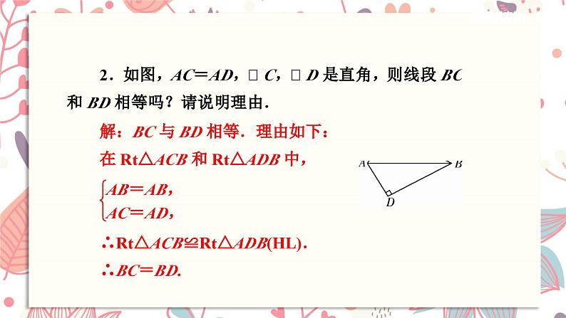 北师大版数学八年级下册 1.6 直角三角形全等的判定(HL)-课件05